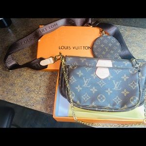 Color Brown set 3 Pieces Pochette Handbags For Women